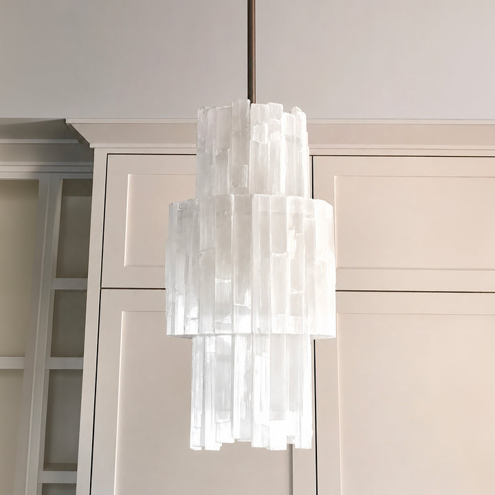 3 Tier Selenite Cylinder Pendant