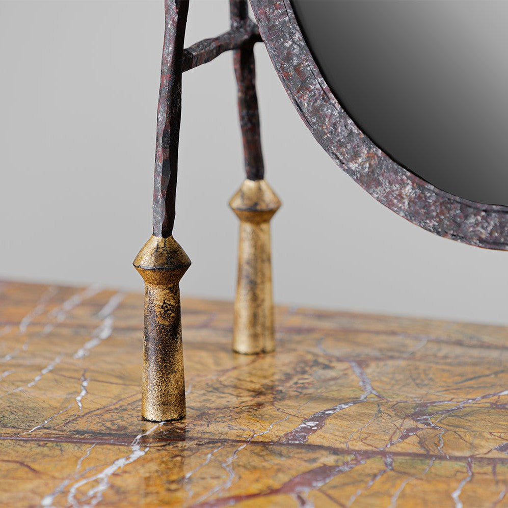 Stanley Dressing Table with Mirror - Old Rust and Gold with Rainforest Gold