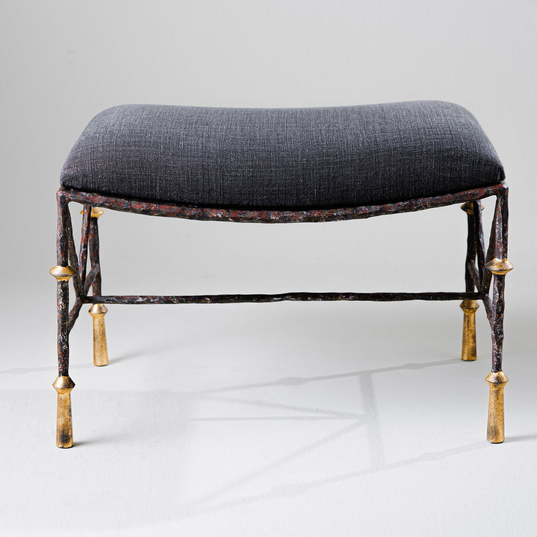 Stanley Curved Stool - Old Rust and Gold with Seat Pad