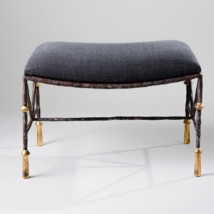 Stanley Curved Stool - Old Rust and Gold with Seat Pad