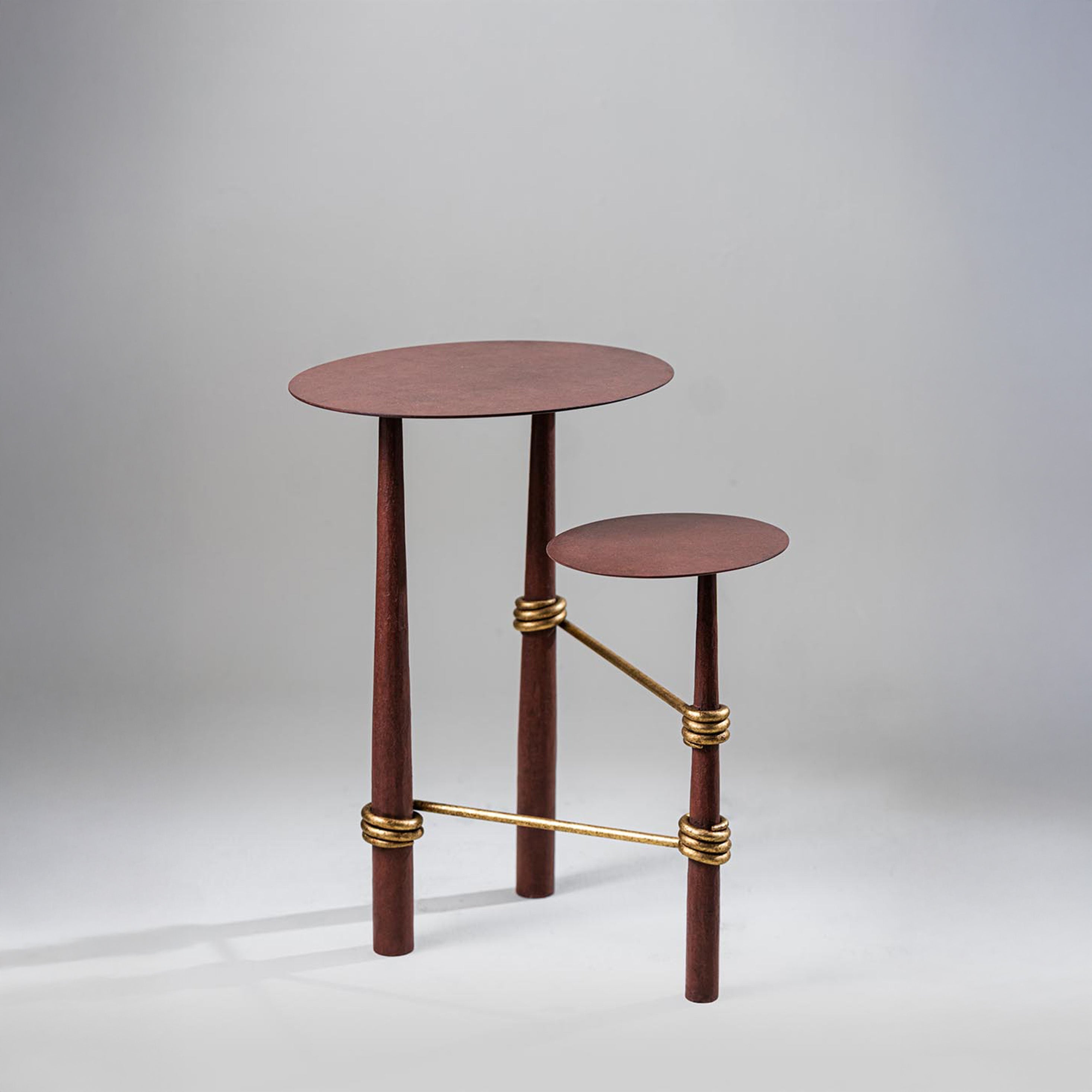 Terrazza Side Table - Crimson Earth with Gold