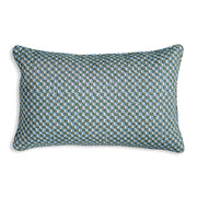 Large Oblong Cushion in Green and Blue Ruffle, 21 x 14