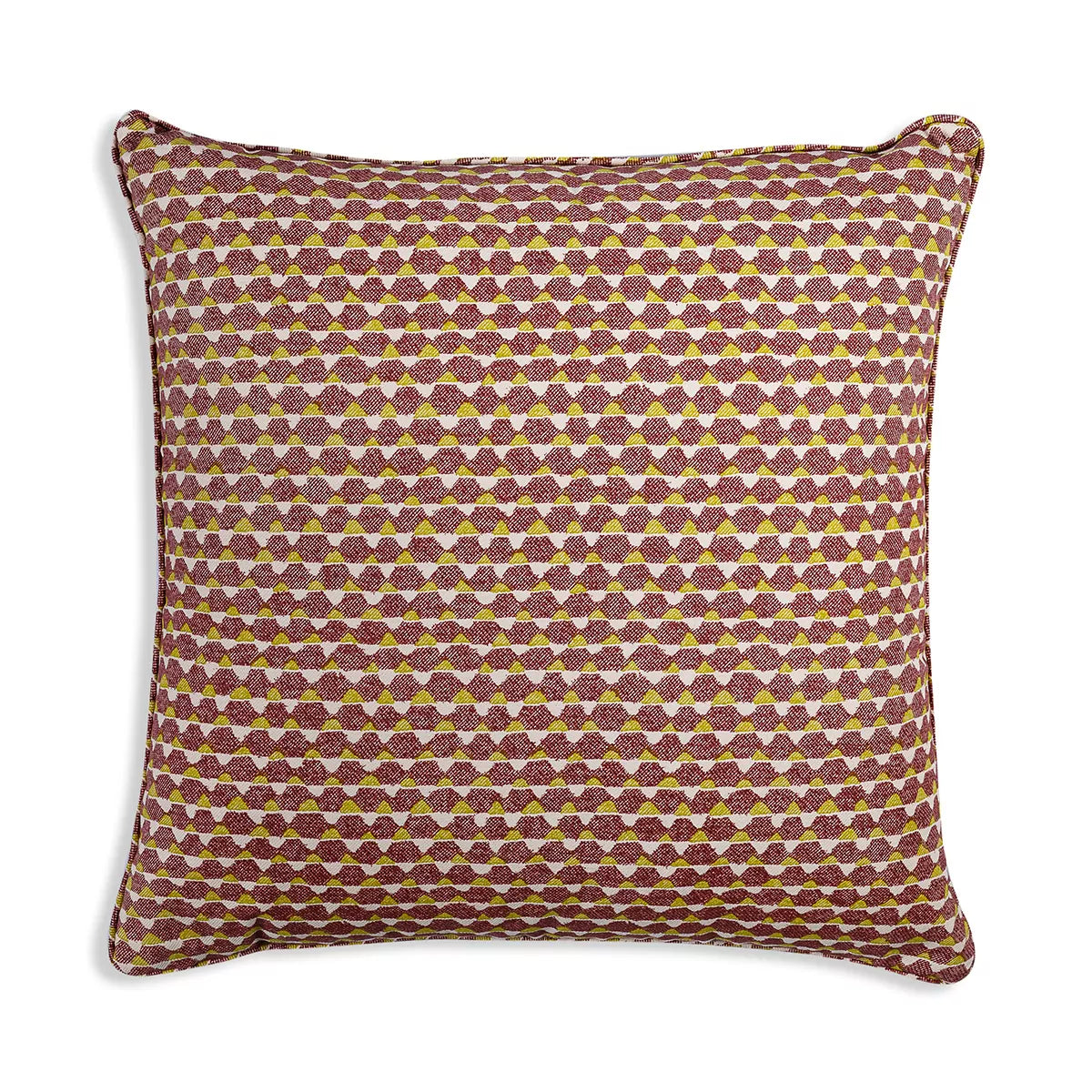 Large Square Cushion in Purple and Yellow Tara, 21 x 21 Inches