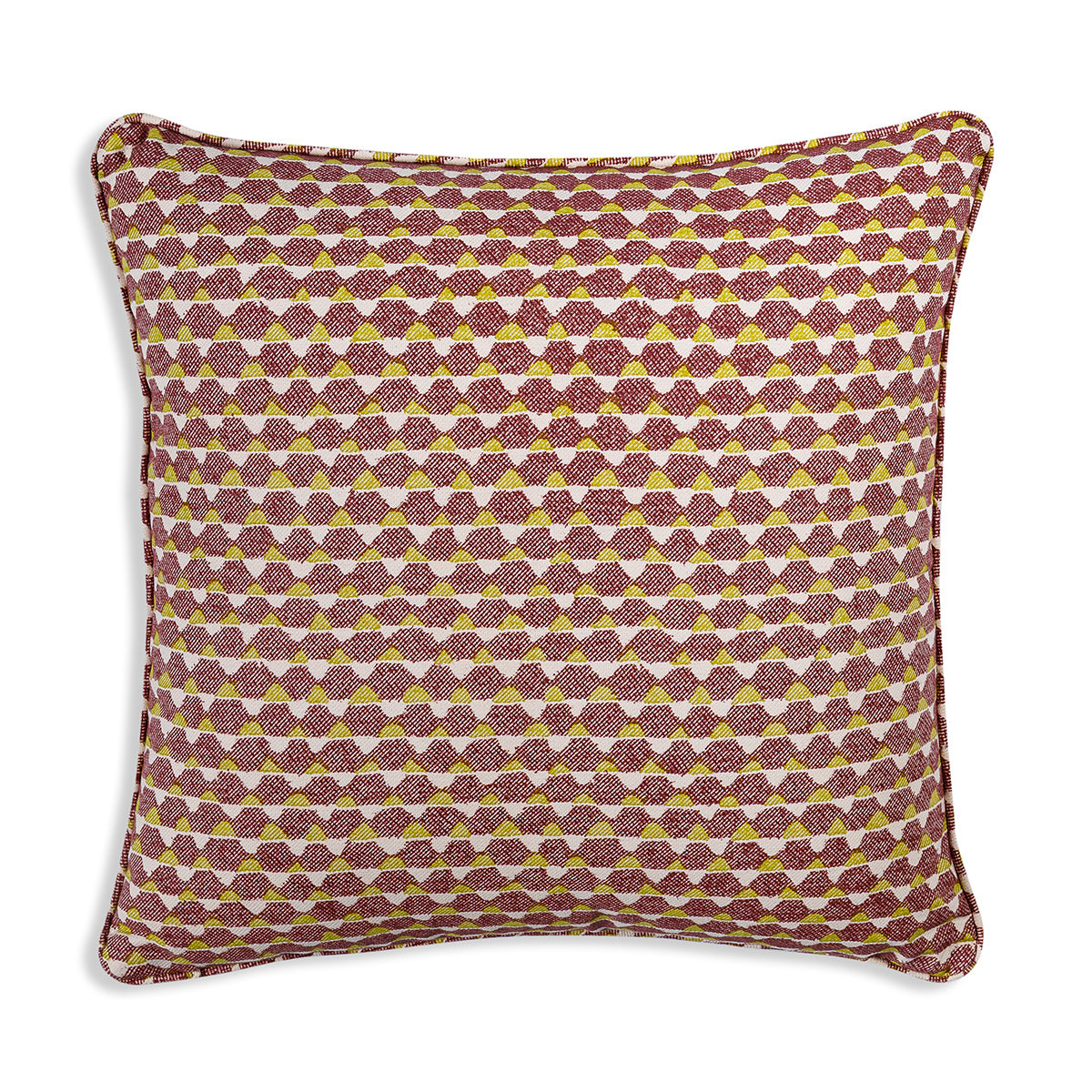 Small Square Cushion in Purple and Yellow Tara, 17 x 17 Inches