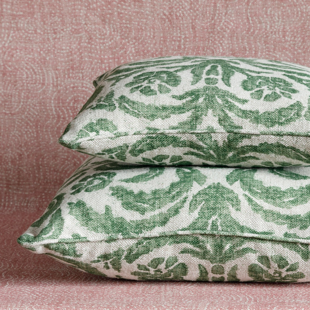 Small Square Cushion in Green Marlborough, 17 x 17
