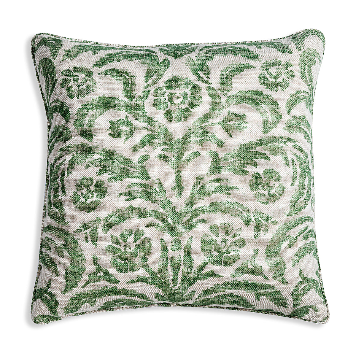 Large Square Cushion in Green Marlborough, 21 x 21