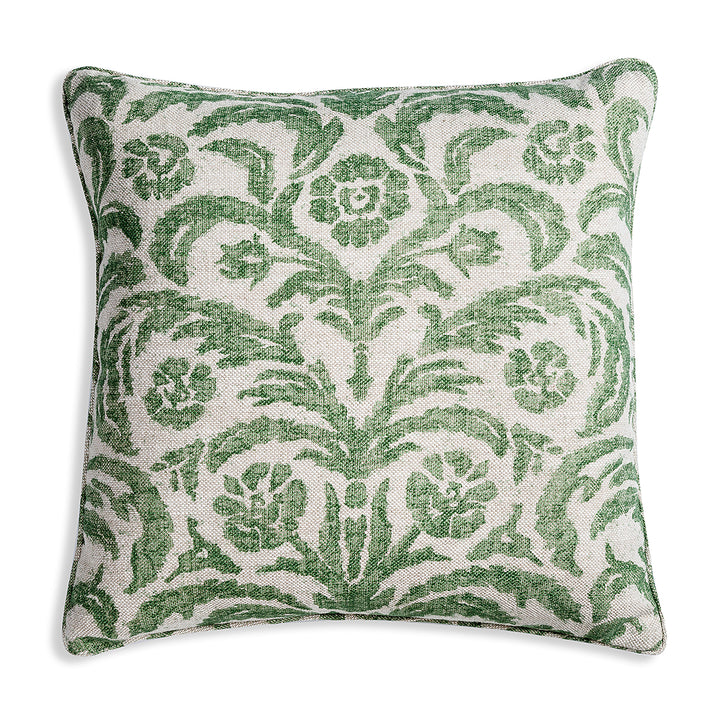 Large Square Cushion in Green Marlborough, 21 x 21