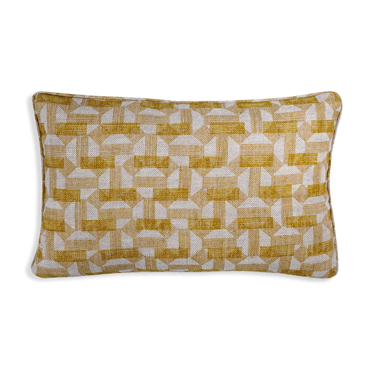 Large Oblong Cushion in Yellow Salina, 21 x 13.5 Inches