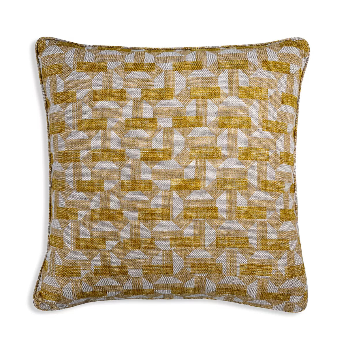Large Square Cushion in Yellow Salina, 21 x 21 Inches