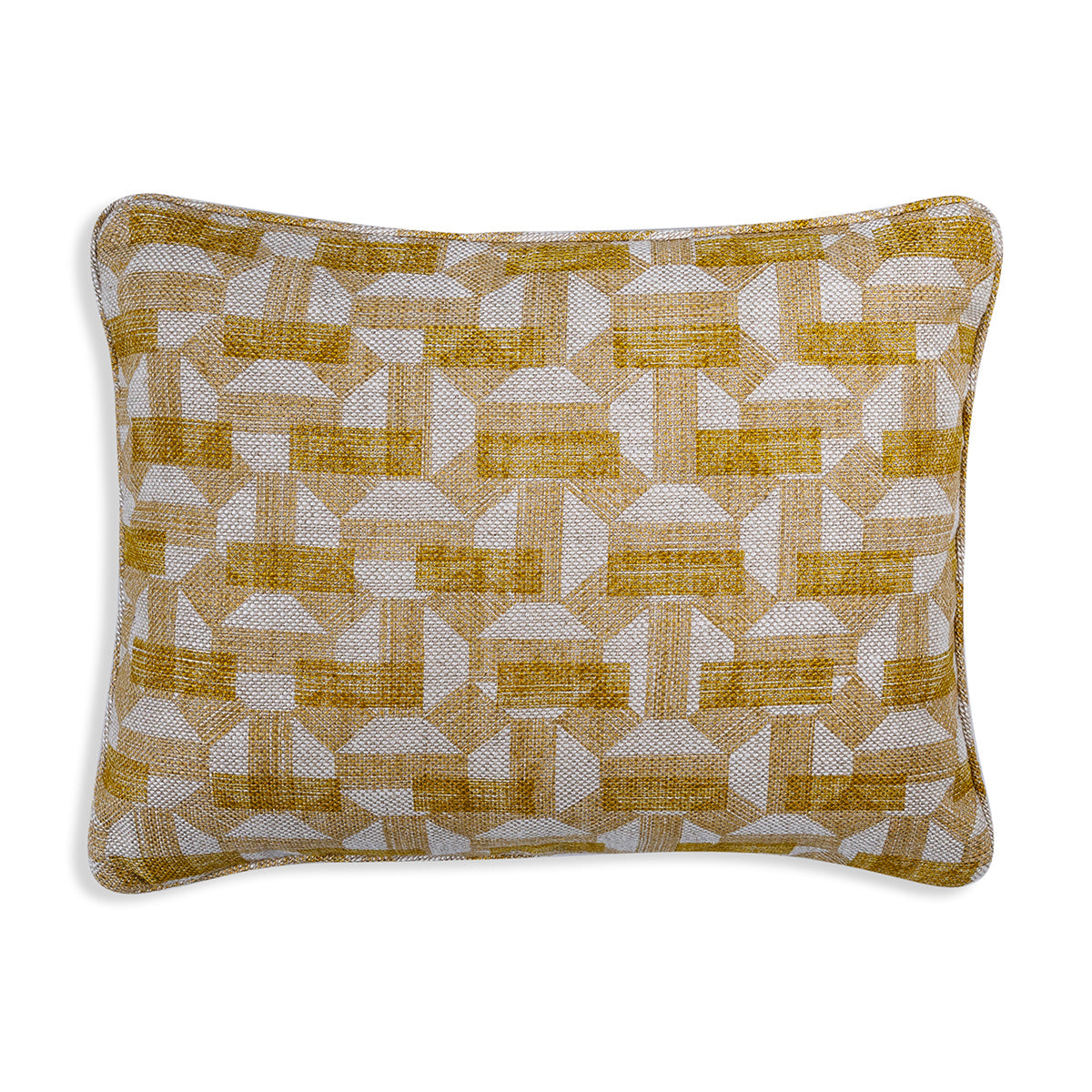 Small Oblong Cushion in Yellow Salina, 19 x 13.5 Inches