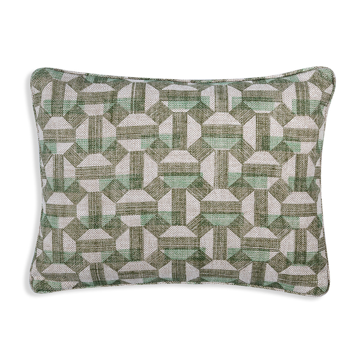 Small Oblong Cushion in Green Salina, 19 x 13.5 Inches