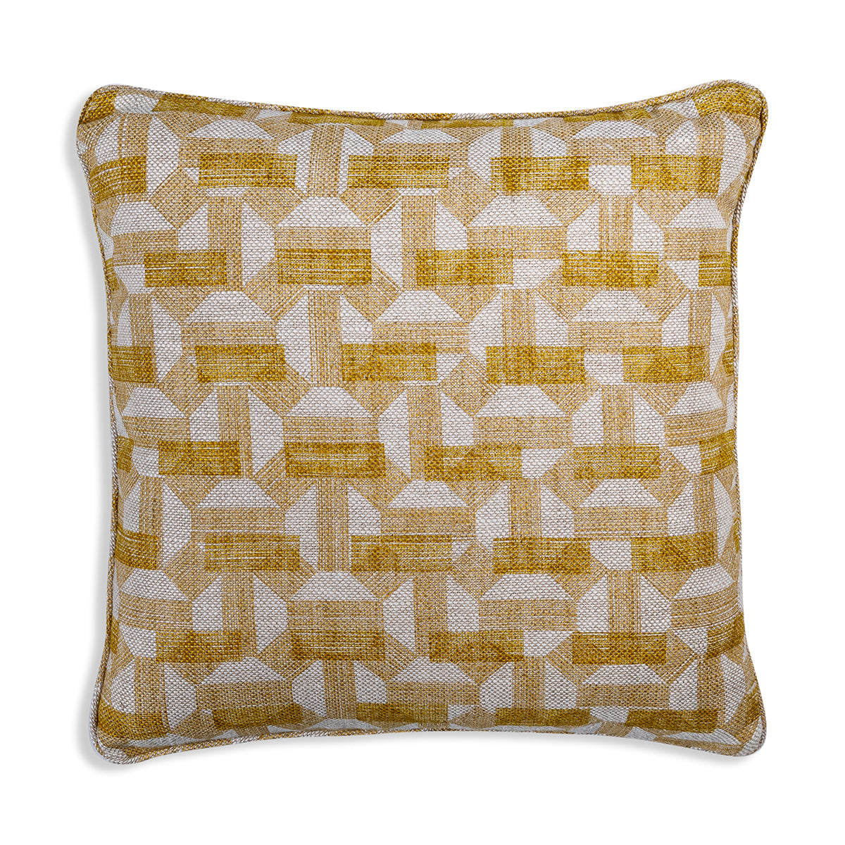 Small Square Cushion in Yellow Salina, 17 x 17 Inches
