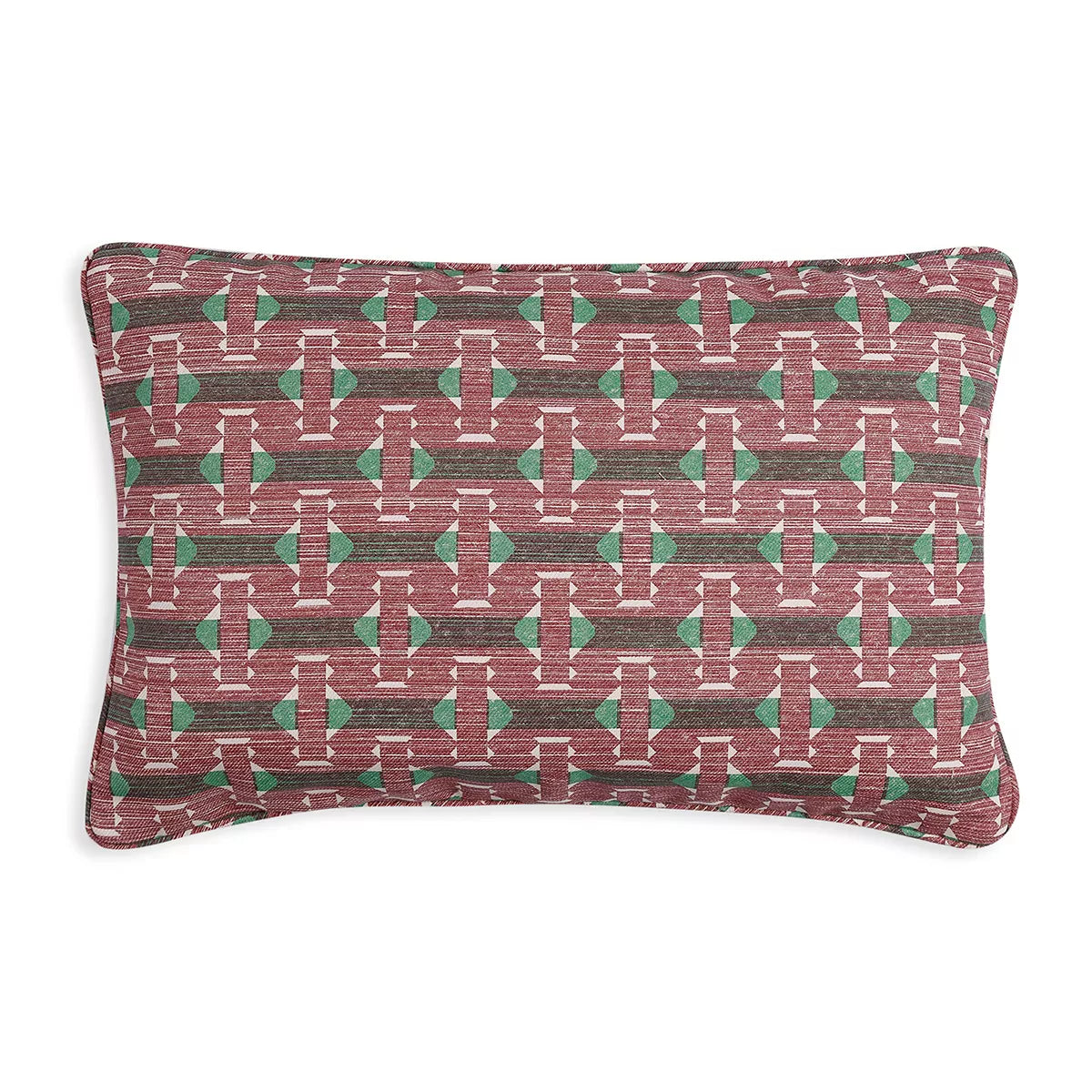 Small Oblong Cushion in Red Sicily Indoor-Outdoor, 17 x 14