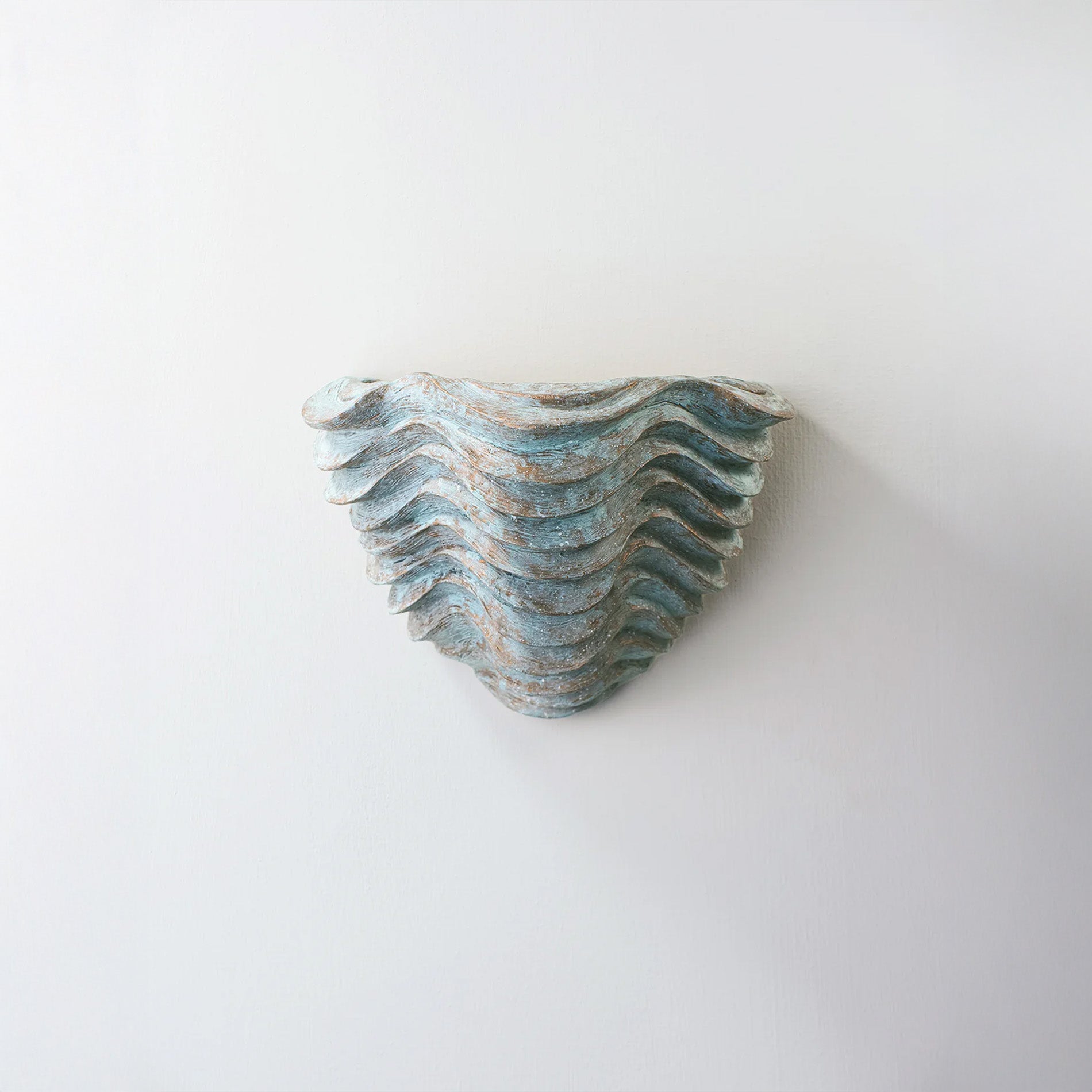 Clam Shell Wall Light Small - Blue Verdigris with Etched Gold