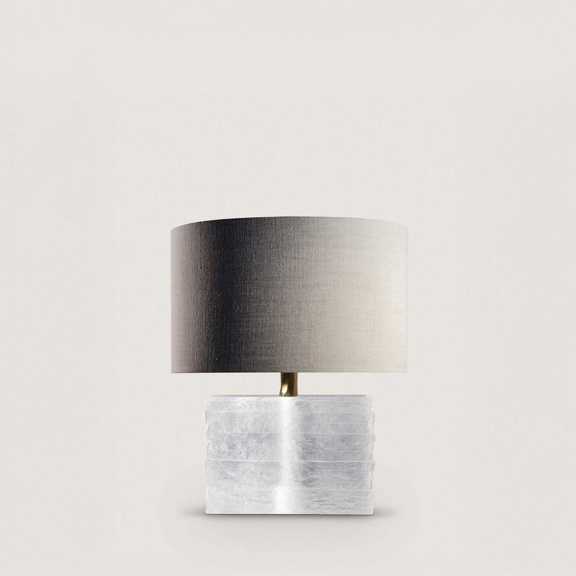 Crystal Strata Lamp - Clear - Antiqued Brass Collar