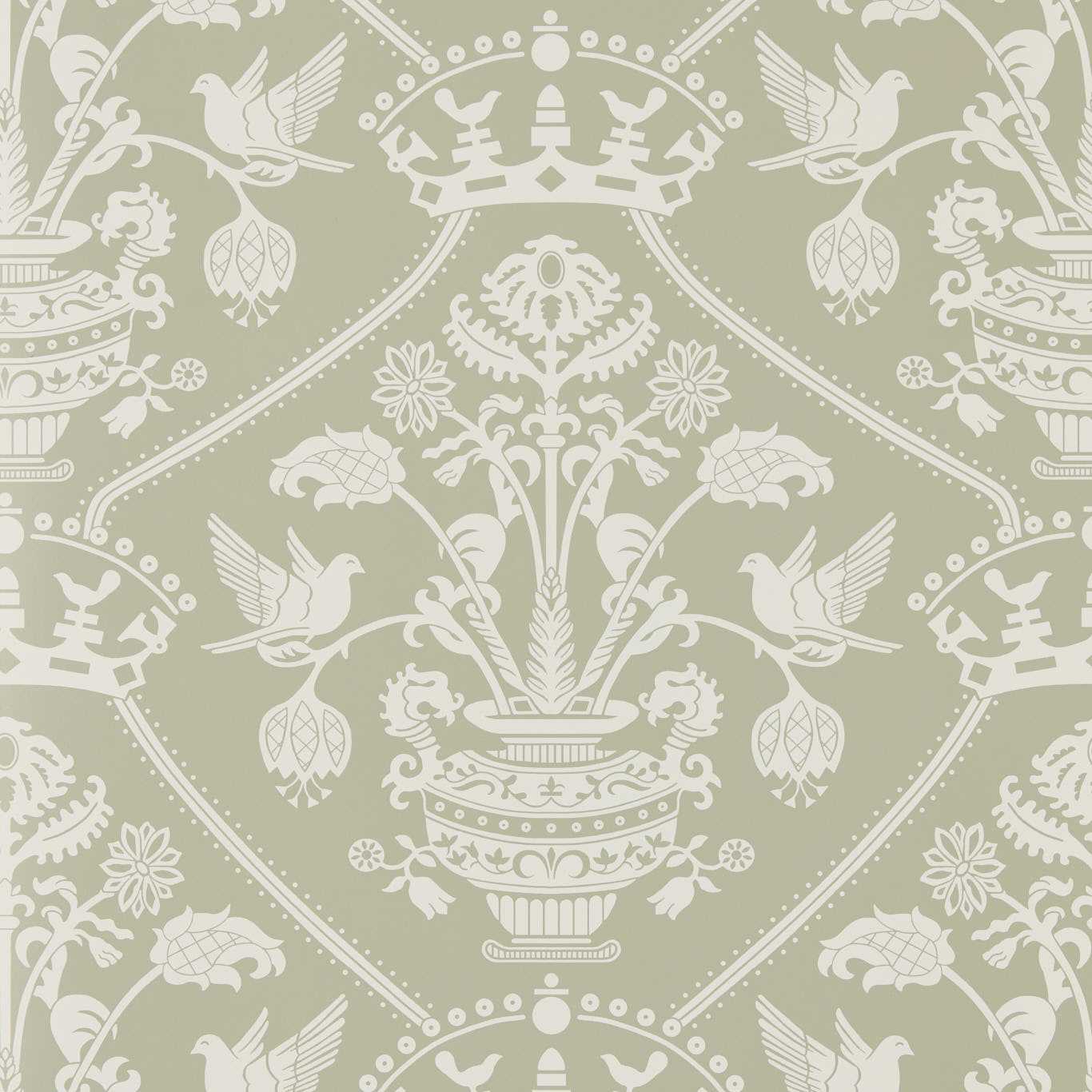 Highgrove Damask - Silver Green