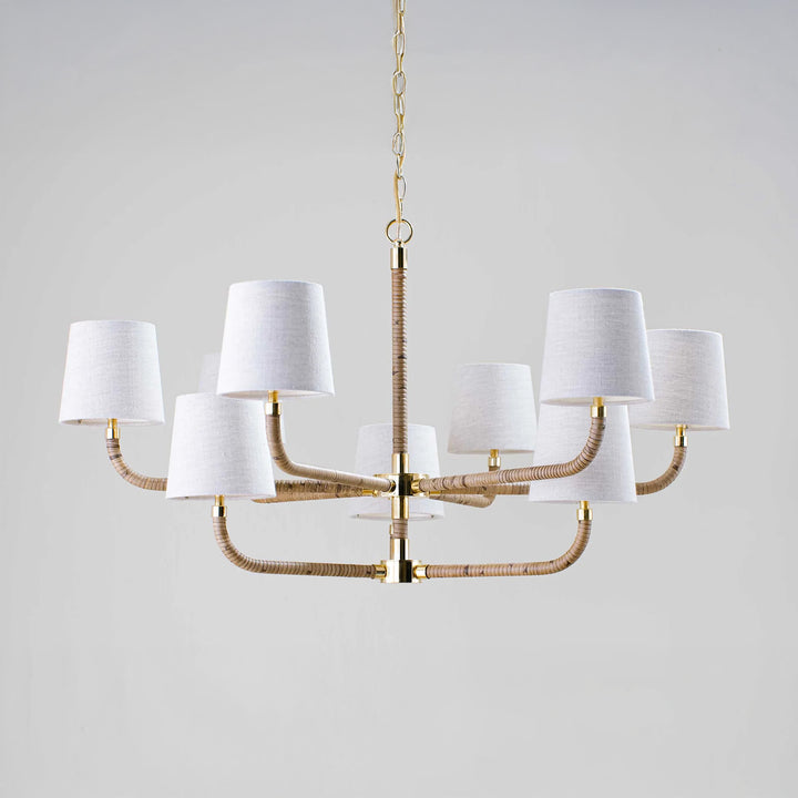 Extra Large Holden Ceiling Light - Dark Cane with Brass