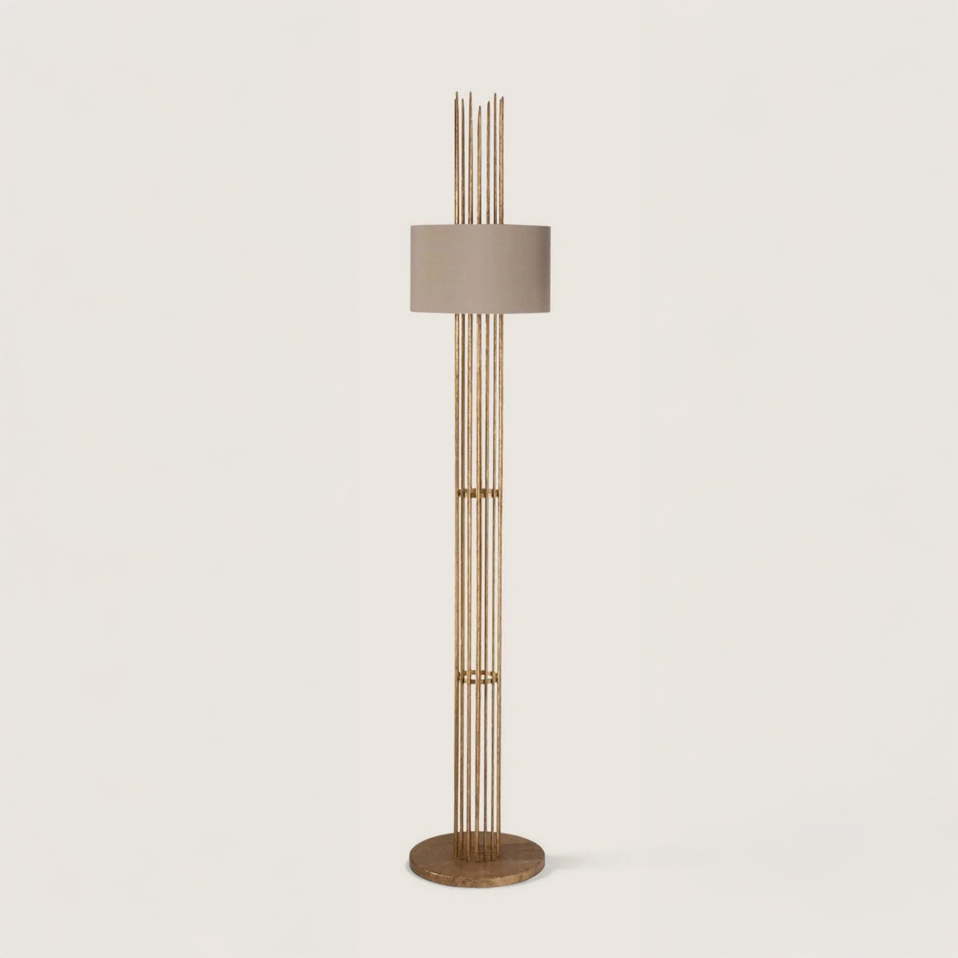 Flynn Caged Floor Lamp - White Gold