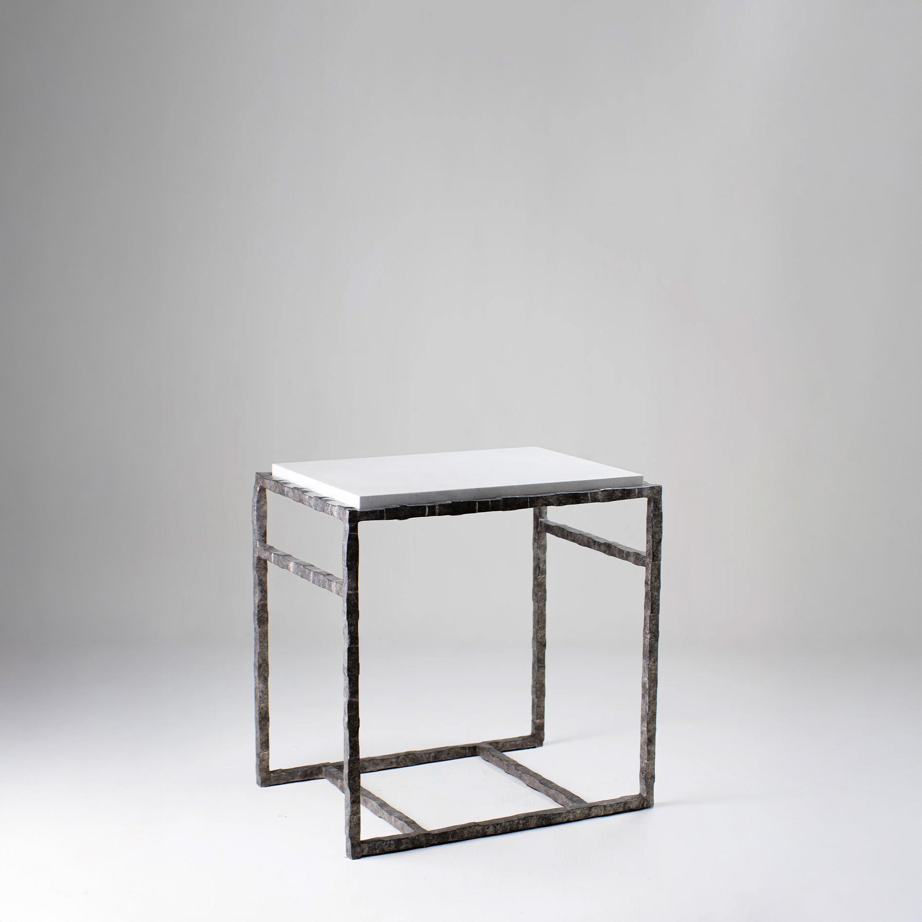 Giacometti Side Table - Burnt Silver - Faux Limestone