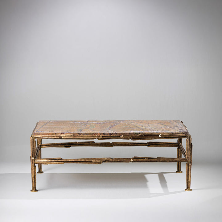 Hanzo Coffee Table - Gold with Rainforest Gold