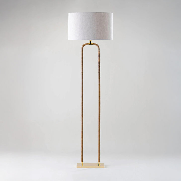 Holden Arched Floor Lamp - Dark Cane with Brass