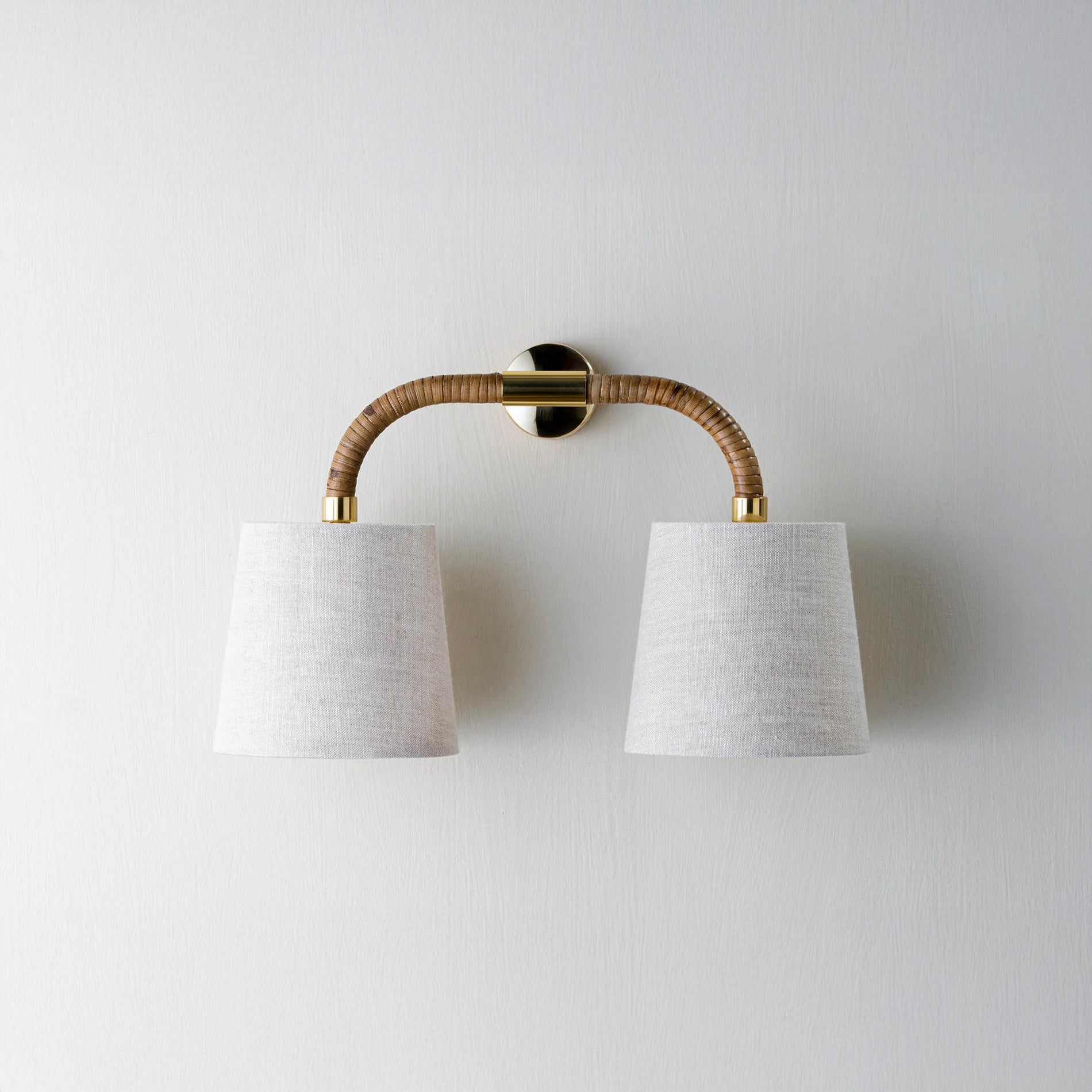 Holden Downlight Double - Dark Cane with Brass