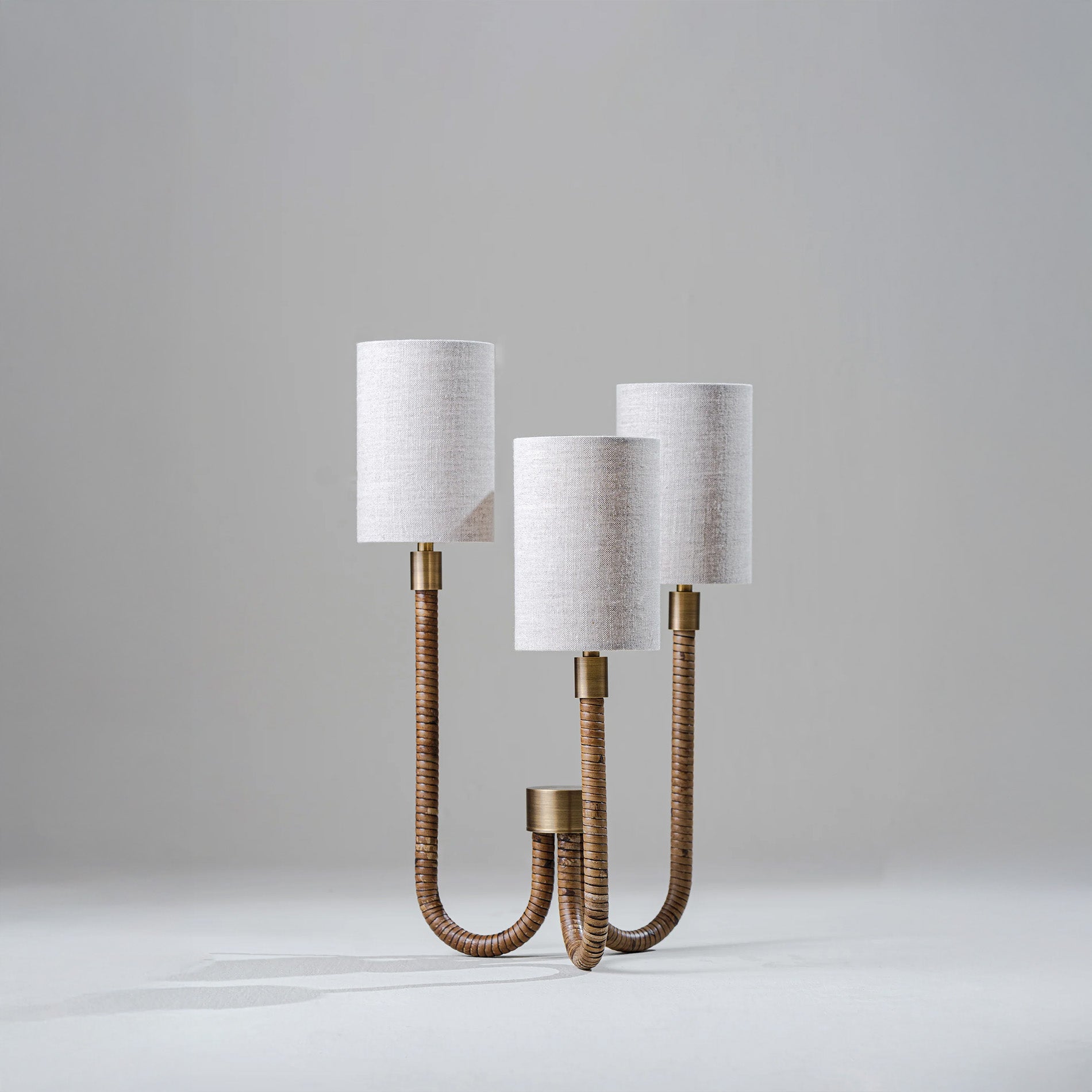 Holden Triad Lamp - Dark Cane with Antique Brass