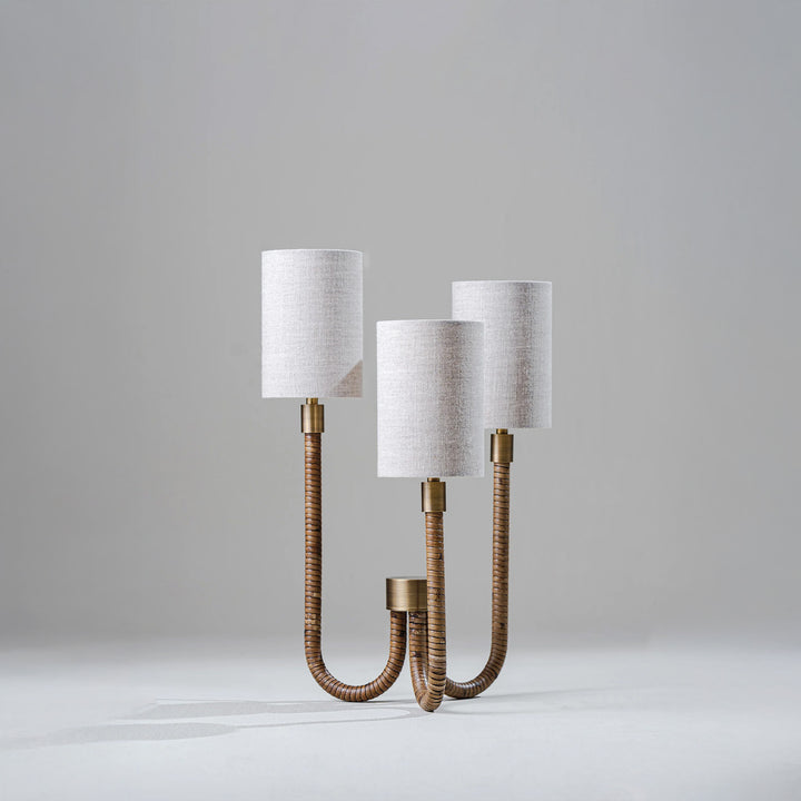 Holden Triad Lamp - Dark Cane with Antique Brass