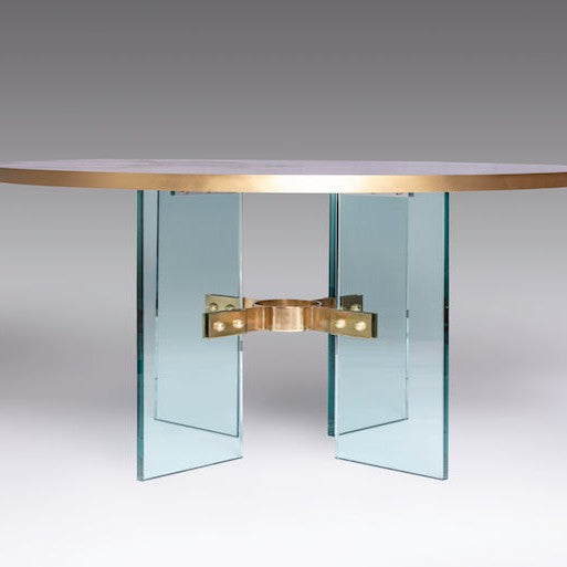 The Jules Center / Dining Table with Resin and Metal Top