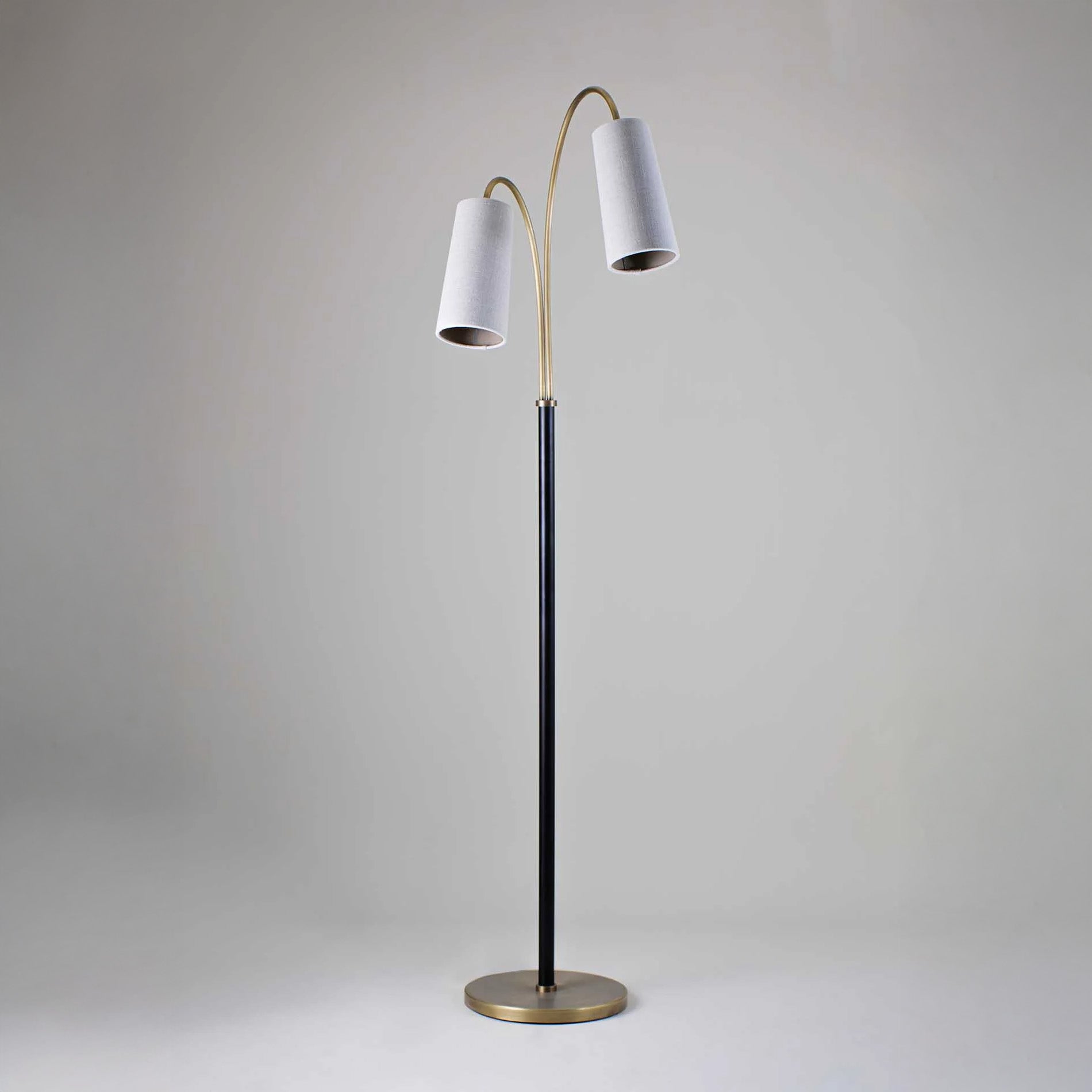 Kelly Floor Lamp - Antiqued Brass - Black