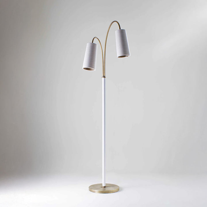 Kelly Floor Lamp - Antiqued Brass with Cotton