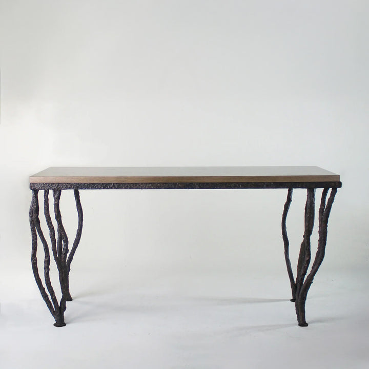 Kitty Console Table - Burnt Copper with Smoky Oak