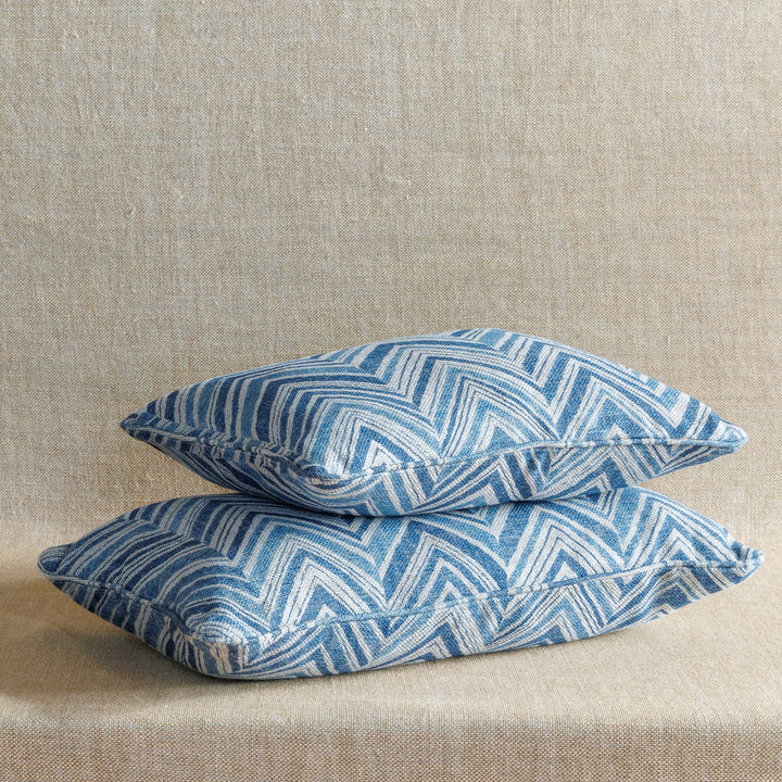 Large Oblong Cushion in Blue Flame Stitch, 14 x 21 Inches