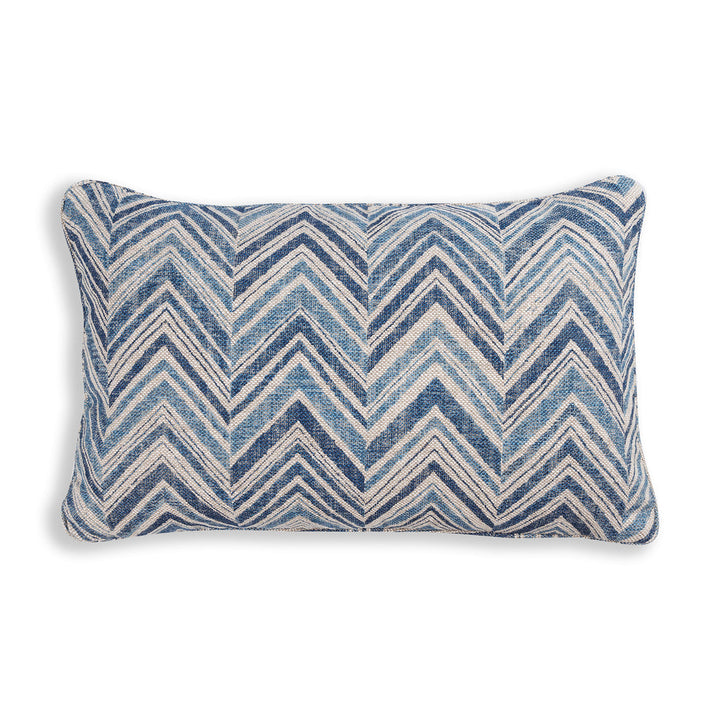 Large Oblong Cushion in Blue Flame Stitch, 14 x 21 Inches