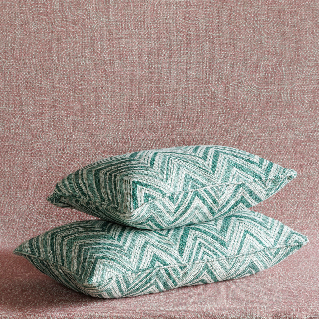 Large Oblong Cushion in Green Flame Stitch, 14 x 21 Inches