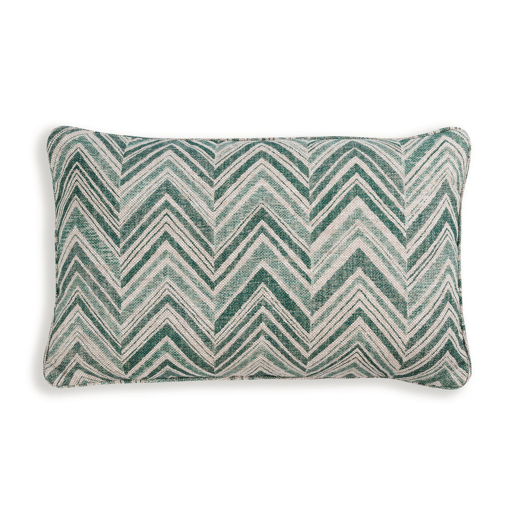 Large Oblong Cushion in Green Flame Stitch, 14 x 21 Inches