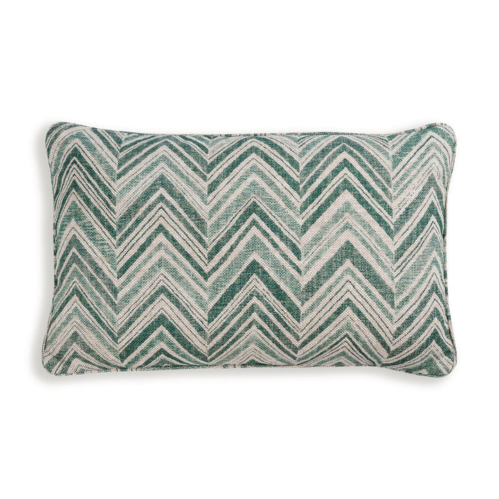 Large Oblong Cushion in Green Flame Stitch, 14 x 21 Inches