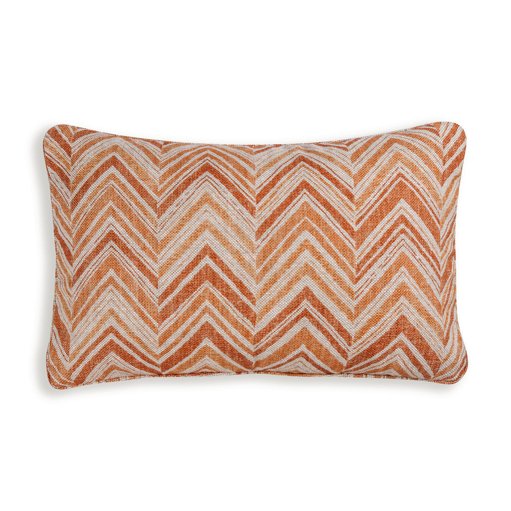 Large Oblong Cushion in Orange Flame Stitch, 14 x 21 Inches