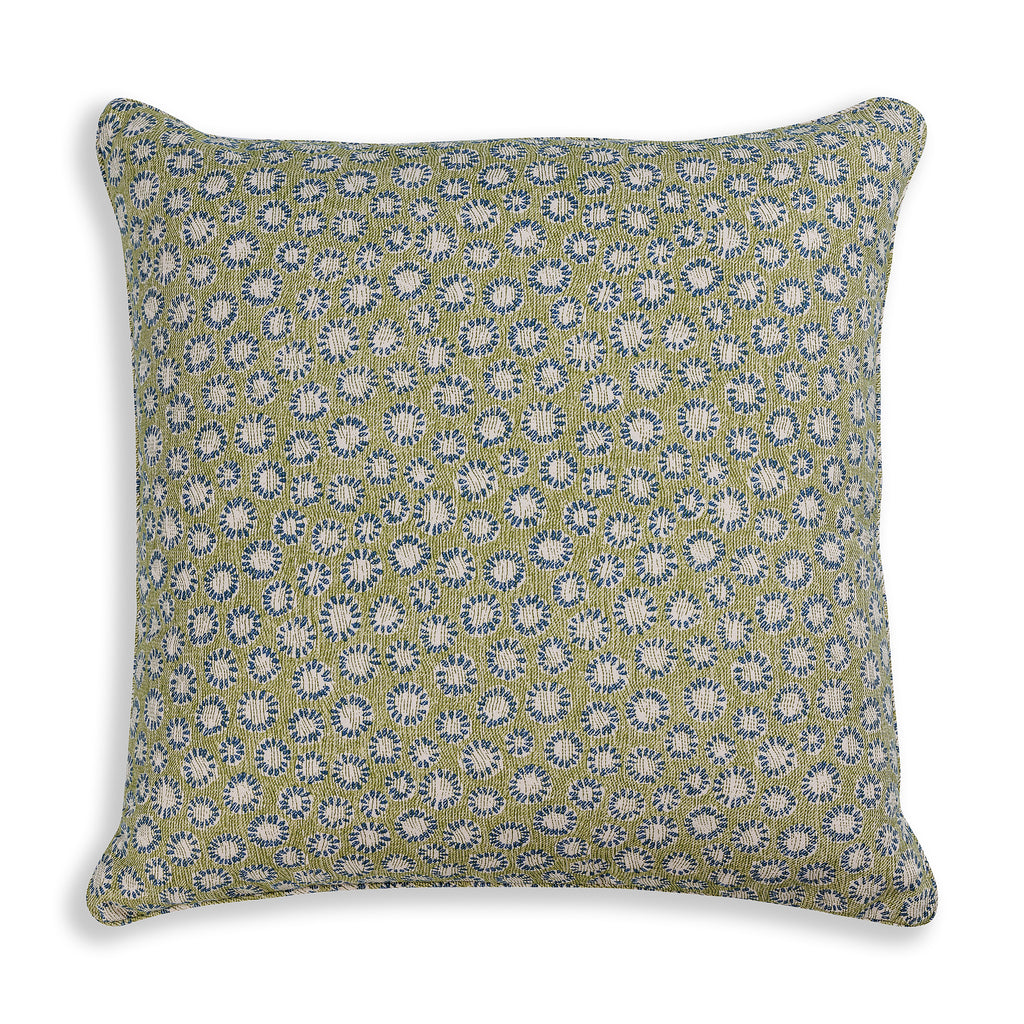 Large Square Cushion in Green and Blue Coral, 21 x 21 Inches