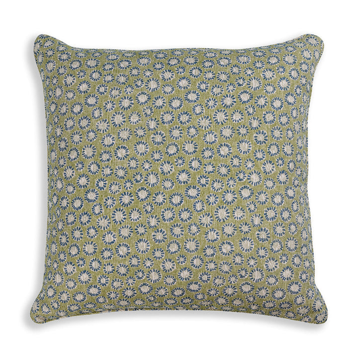Large Square Cushion in Green and Blue Coral, 21 x 21 Inches