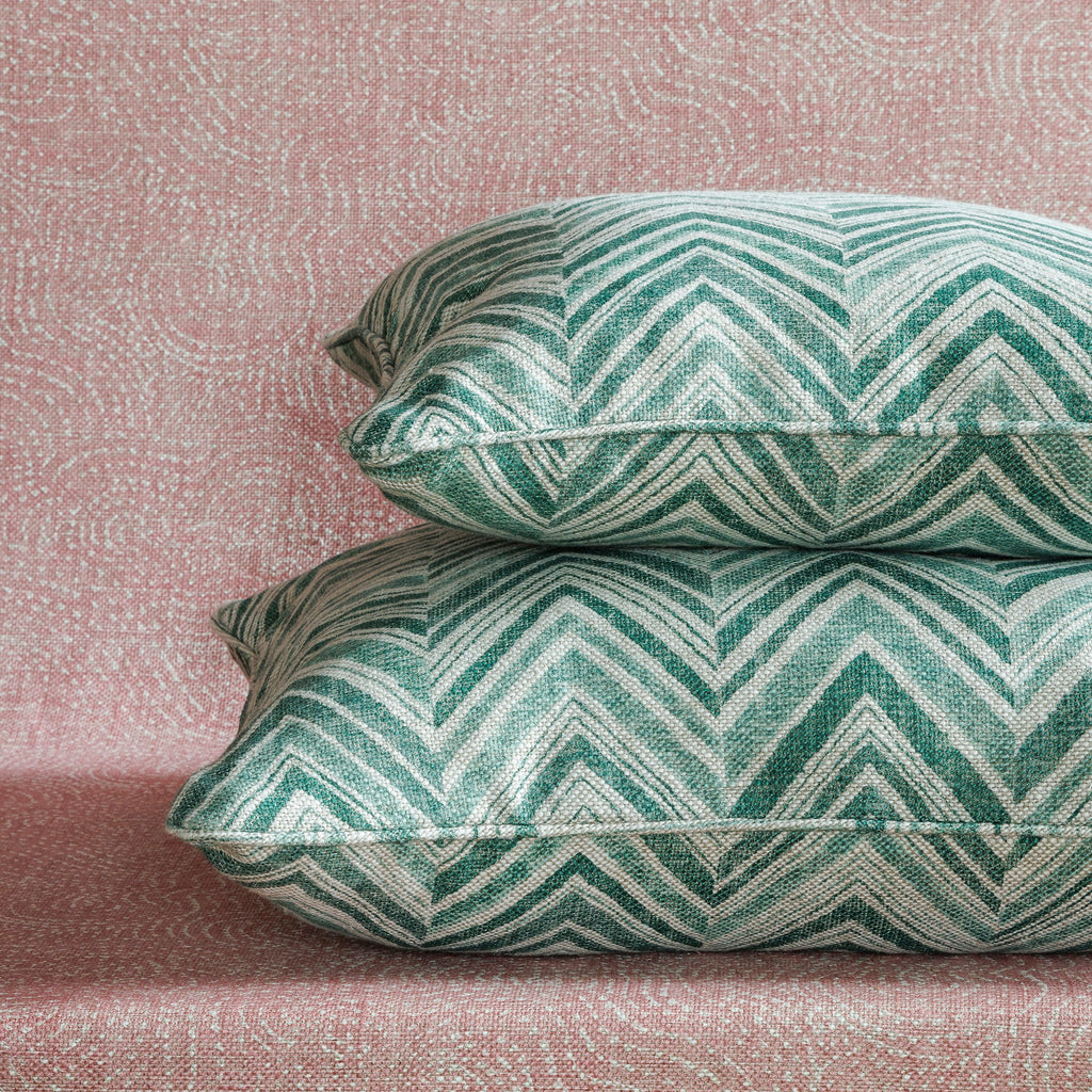 Large Square Cushion in Green Flame Stitch, 21 x 21 Inches