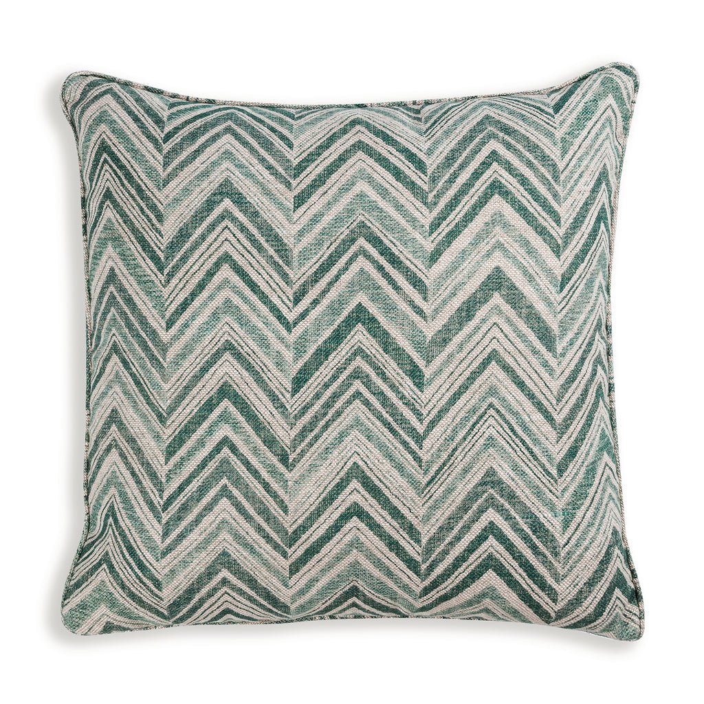Large Square Cushion in Green Flame Stitch, 21 x 21 Inches