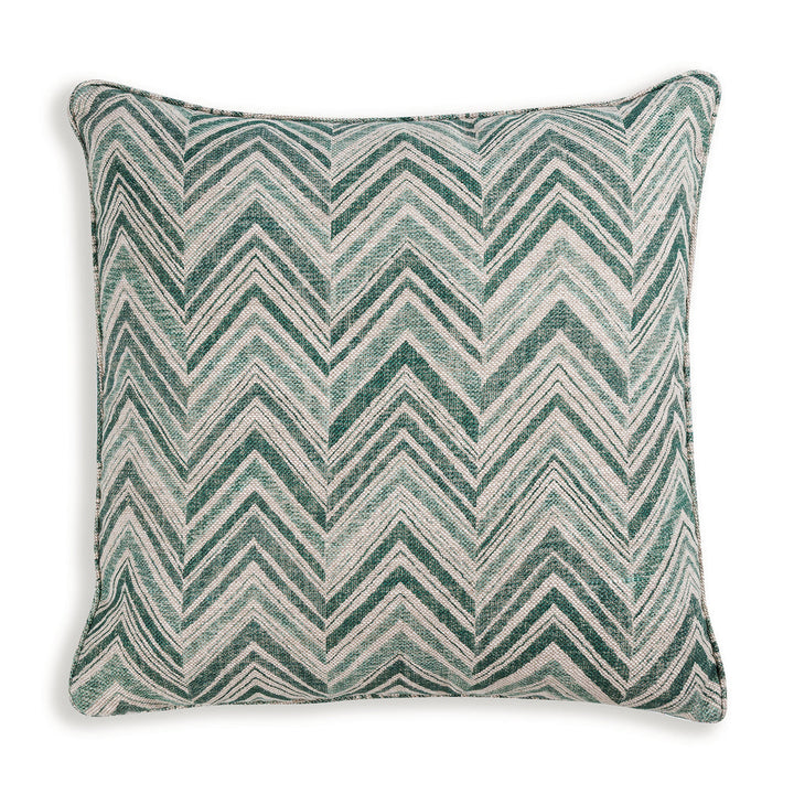 Large Square Cushion in Green Flame Stitch, 21 x 21 Inches