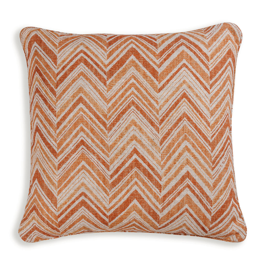 Large Square Cushion in Orange Flame Stitch, 21 x 21 Inches