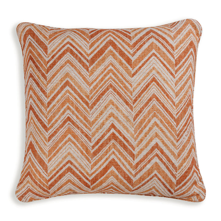 Large Square Cushion in Orange Flame Stitch, 21 x 21 Inches