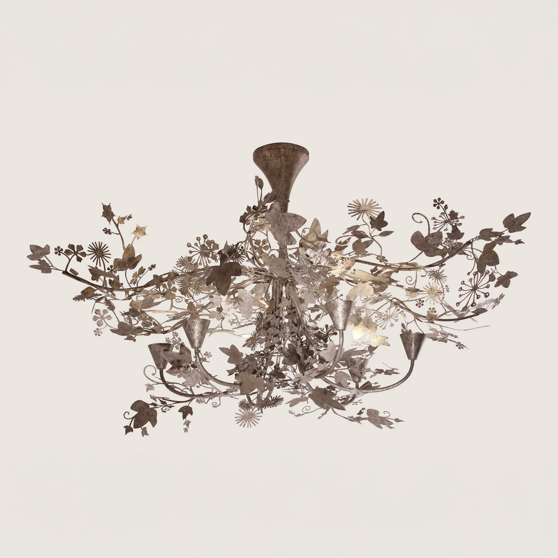 Large Ivy Shadow Chandelier - With Flute - Forest Silver