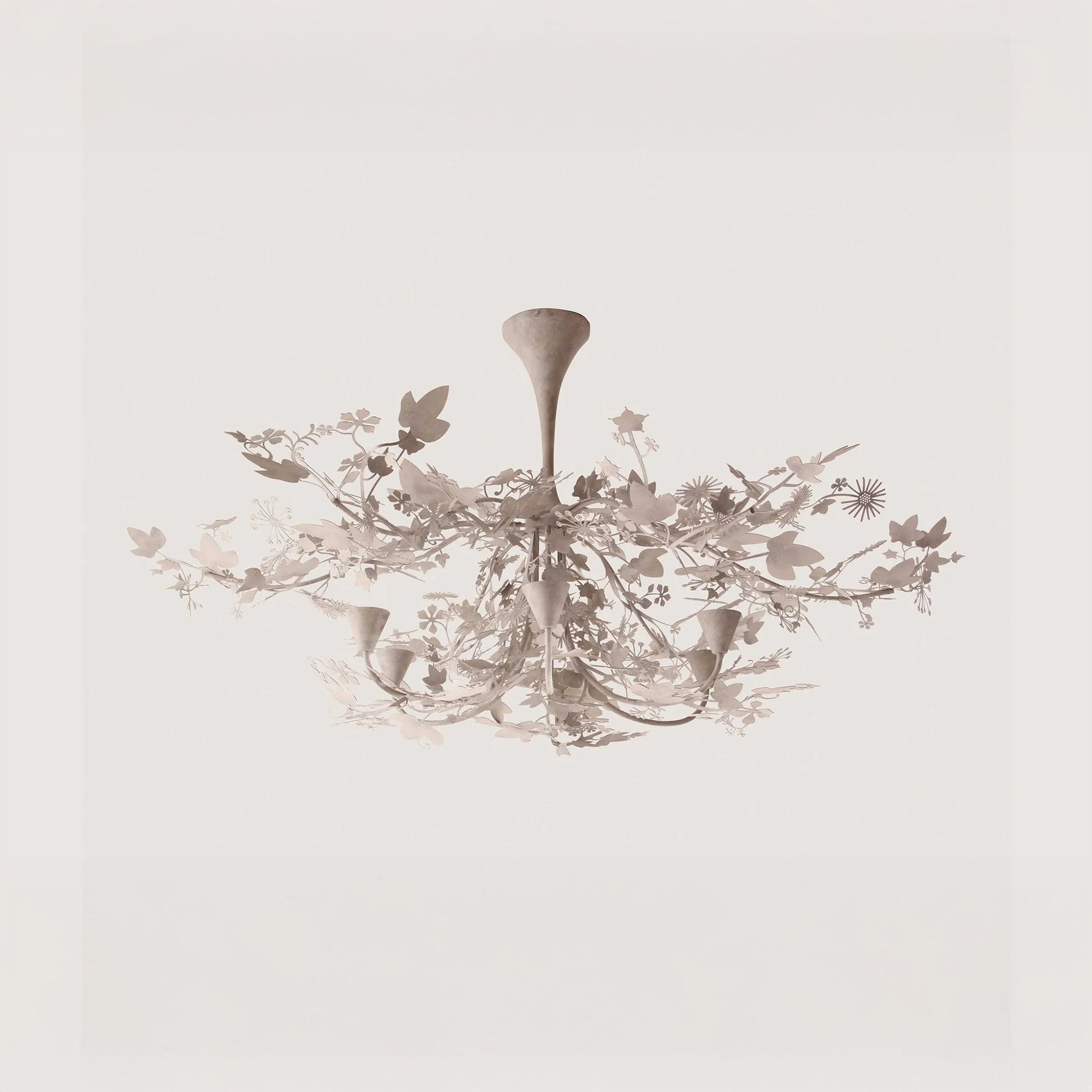 Large Ivy Shadow Chandelier - With Flute -  Forest White