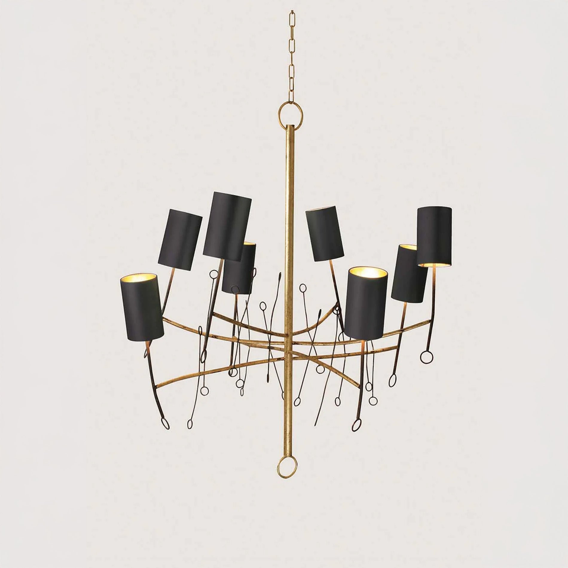 Large Lollipop Chandelier - Fired Copper - Scratched Gold