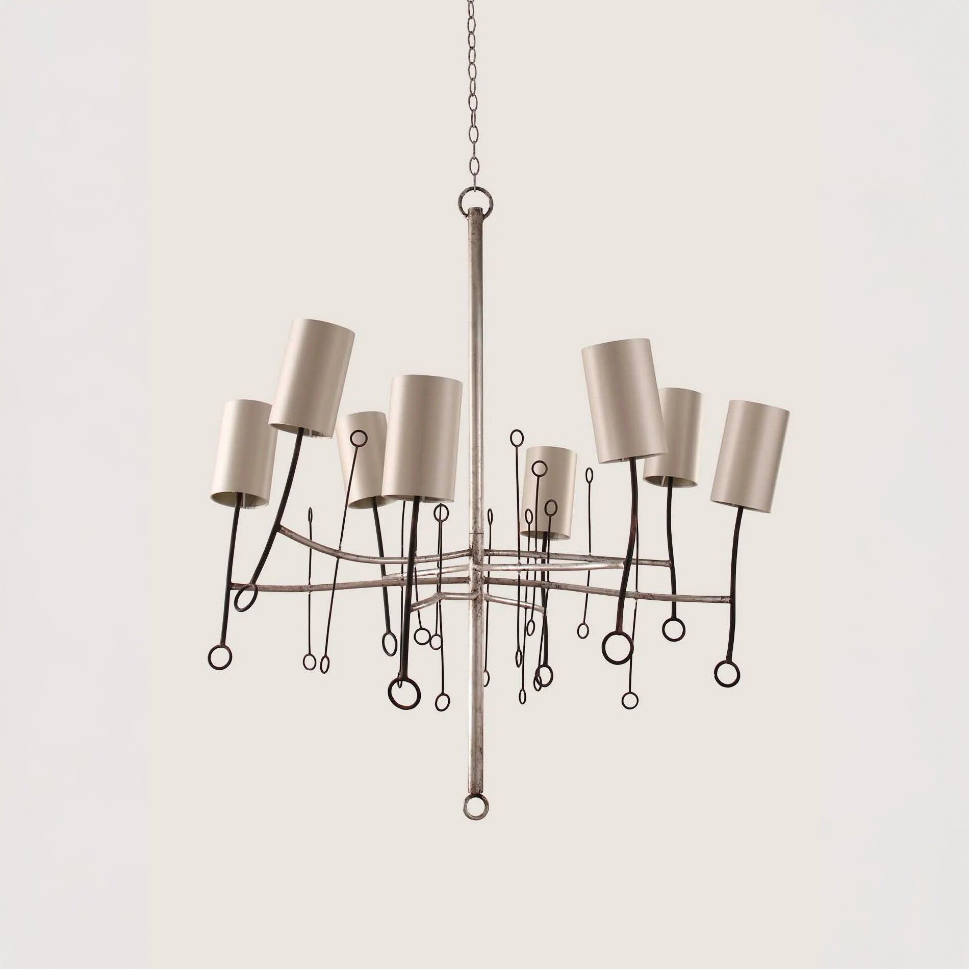 Large Lollipop Chandelier - Fired Copper-Scratched Silver