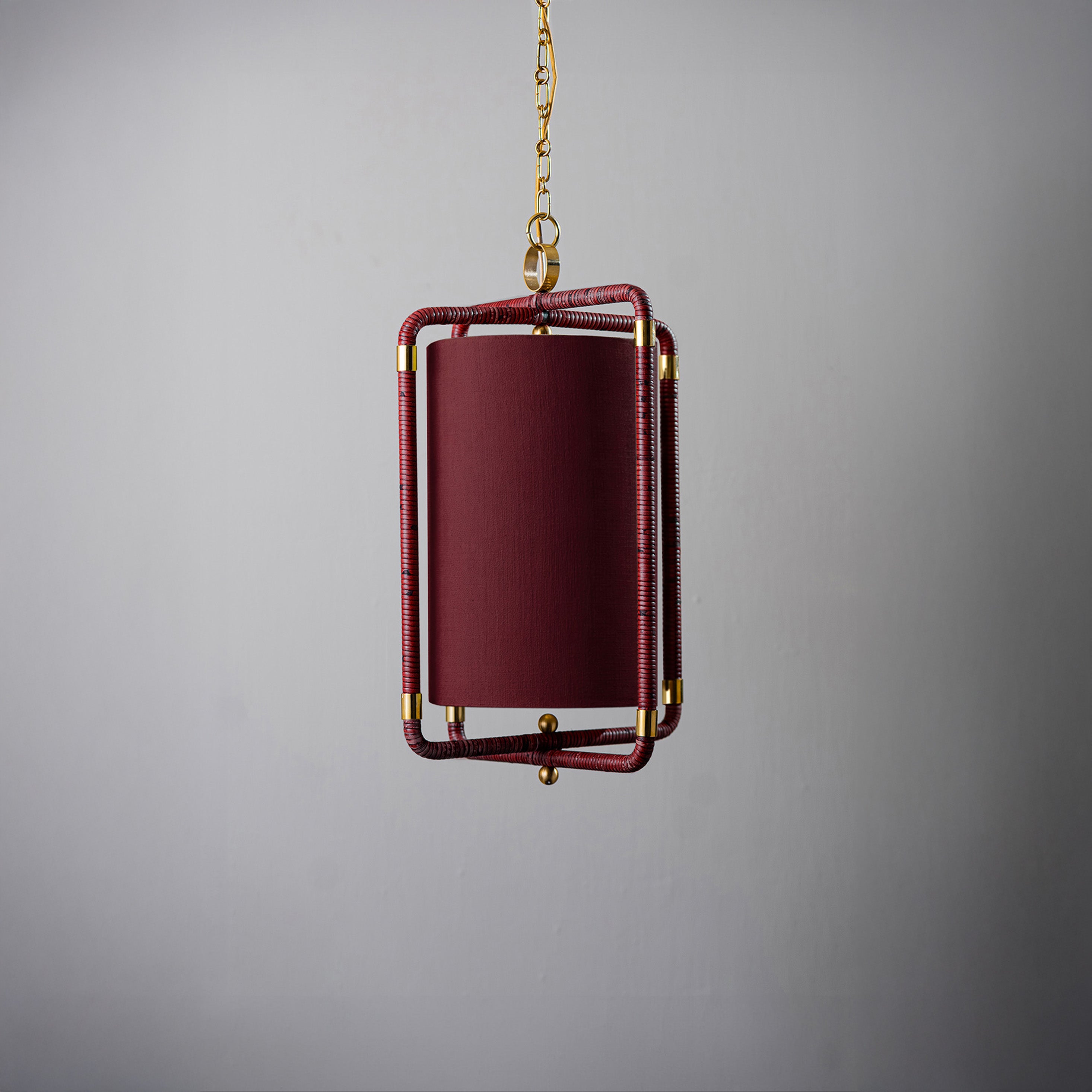 Holden Lantern Ceiling Light - Burgundy and Brass